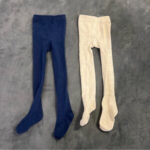 Cozy Knit Tights Blue and Cream - set of 2